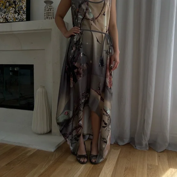 Bolongaro Trevor Gray Floral Dress size small-medium - Picture 3 of 8